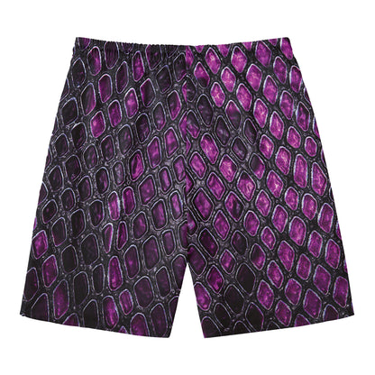 Purple Snakeskin Print Men's Swim Trunks
