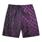 Purple Snakeskin Print Men's Swim Trunks
