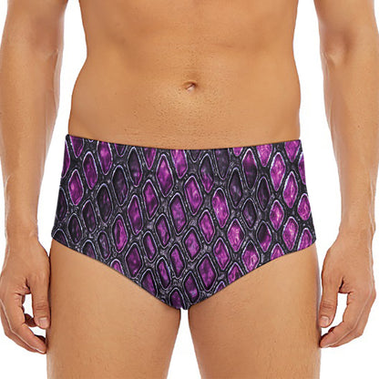 Purple Snakeskin Print Men's Triangle Swim Briefs