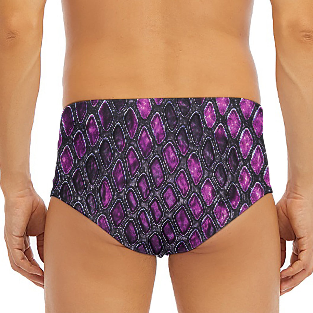 Purple Snakeskin Print Men's Triangle Swim Briefs
