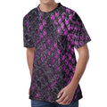 Purple Snakeskin Print Men's Velvet T-Shirt