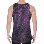 Purple Snakeskin Print Men's Velvet Tank Top