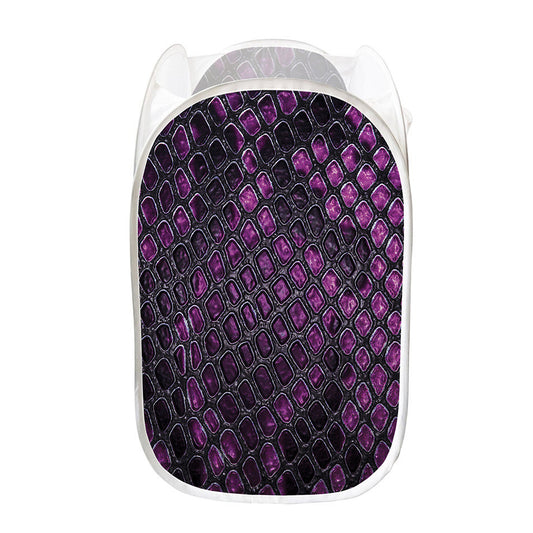 Purple Snakeskin Print Mesh Laundry Hamper