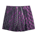 Purple Snakeskin Print Mesh Shorts