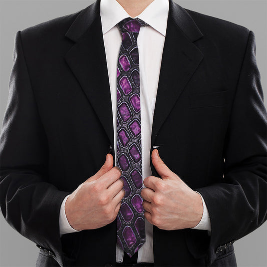 Purple Snakeskin Print Necktie