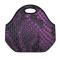 Purple Snakeskin Print Neoprene Lunch Bag
