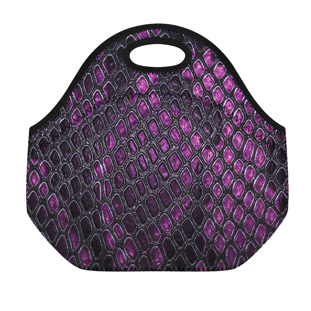 Purple Snakeskin Print Neoprene Lunch Bag