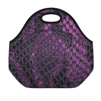 Purple Snakeskin Print Neoprene Lunch Bag