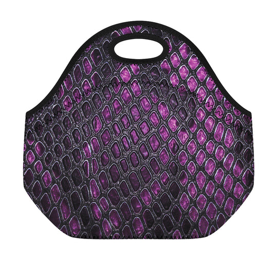 Purple Snakeskin Print Neoprene Lunch Bag