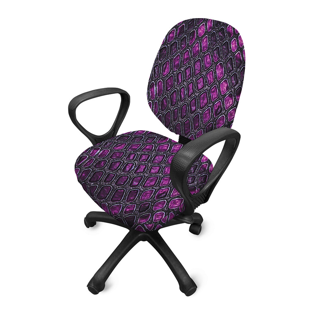 Purple Snakeskin Print Office Chair Cover