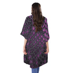 Purple Snakeskin Print Open Front Beach Cover Up