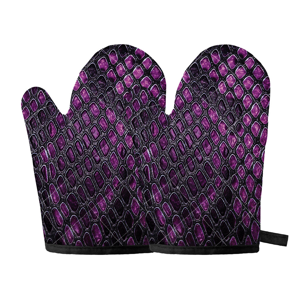 Purple Snakeskin Print Oven Mitts