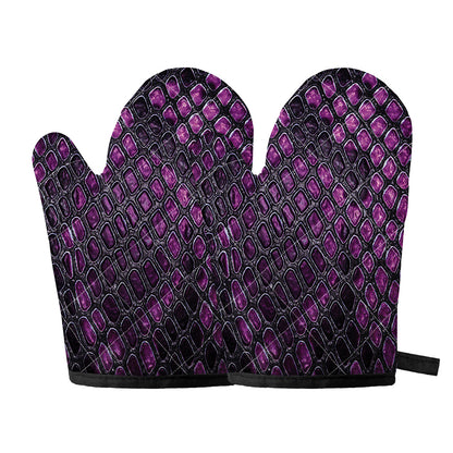 Purple Snakeskin Print Oven Mitts