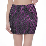 Purple Snakeskin Print Pencil Mini Skirt