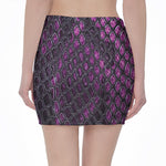 Purple Snakeskin Print Pencil Mini Skirt