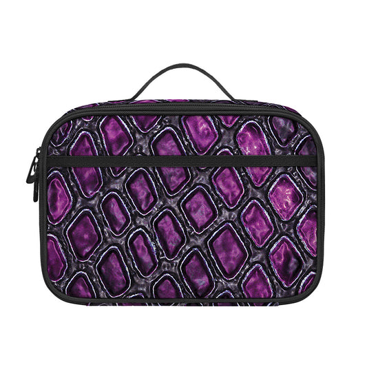 Purple Snakeskin Print Portable Lunch Bag