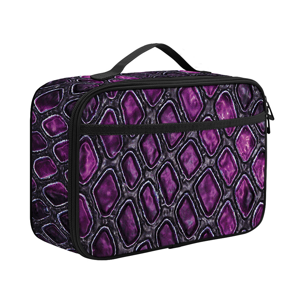 Purple Snakeskin Print Portable Lunch Bag