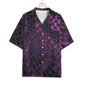 Purple Snakeskin Print Rayon Hawaiian Shirt