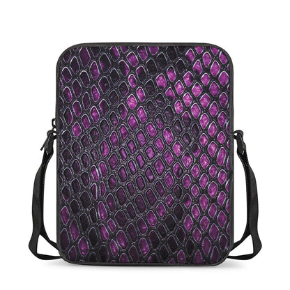 Purple Snakeskin Print Rectangular Crossbody Bag