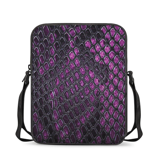 Purple Snakeskin Print Rectangular Crossbody Bag