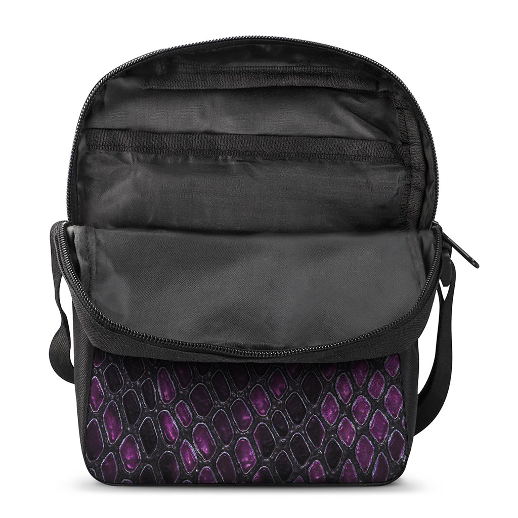 Purple Snakeskin Print Rectangular Crossbody Bag