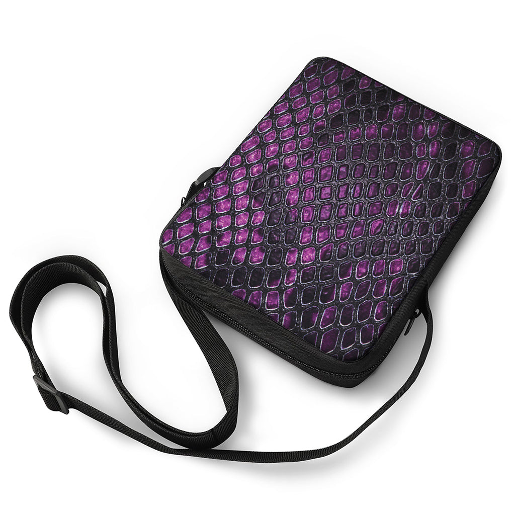 Purple Snakeskin Print Rectangular Crossbody Bag