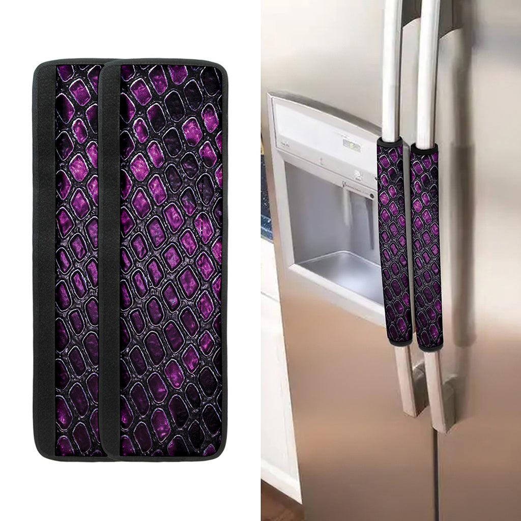 Purple Snakeskin Print Refrigerator Handle Covers