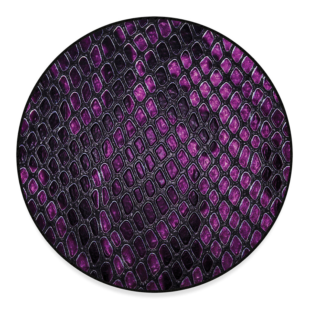 Purple Snakeskin Print Round Floor Mat