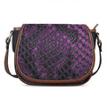 Purple Snakeskin Print Saddle Bag