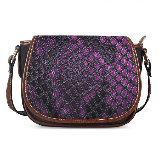 Purple Snakeskin Print Saddle Bag