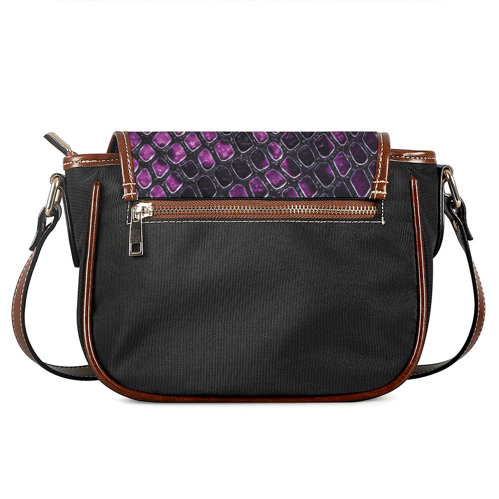 Purple Snakeskin Print Saddle Bag