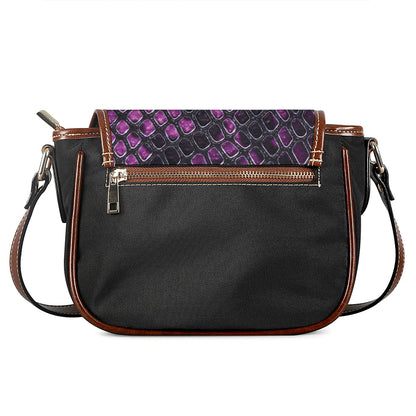 Purple Snakeskin Print Saddle Bag