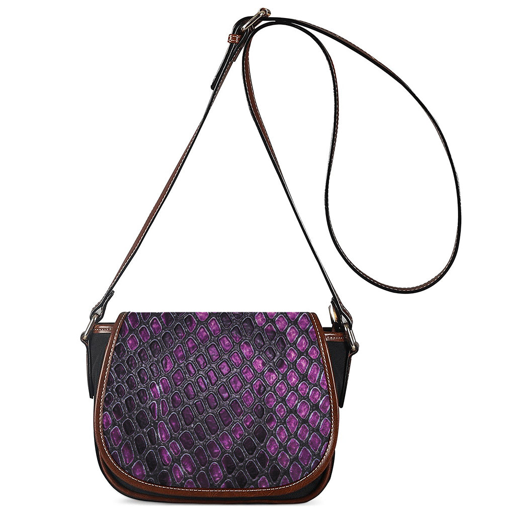 Purple Snakeskin Print Saddle Bag