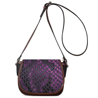 Purple Snakeskin Print Saddle Bag