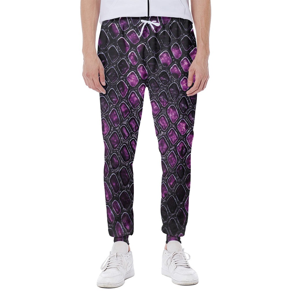 Purple Snakeskin Print Scuba Joggers
