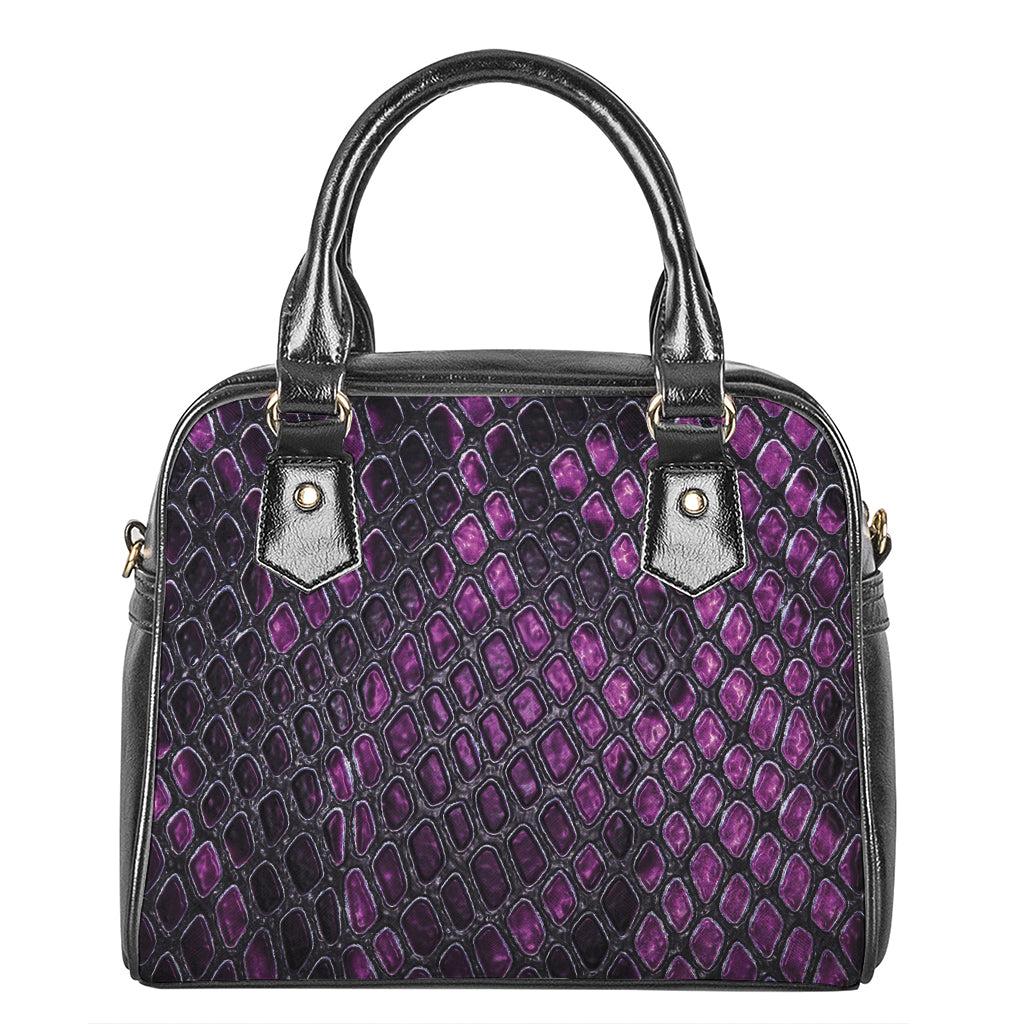 Purple Snakeskin Print Shoulder Handbag