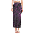 Purple Snakeskin Print Side Slit Maxi Skirt