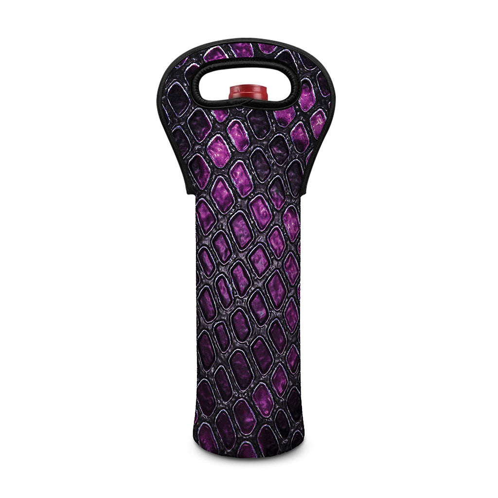 Purple Snakeskin Print Single Neoprene Wine Tote