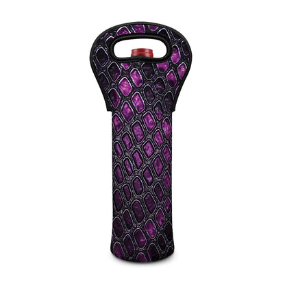 Purple Snakeskin Print Single Neoprene Wine Tote