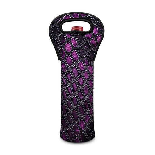 Purple Snakeskin Print Single Neoprene Wine Tote