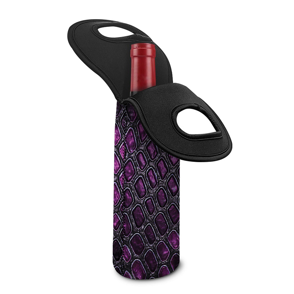 Purple Snakeskin Print Single Neoprene Wine Tote