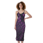 Purple Snakeskin Print Slim Fit Midi Cami Dress