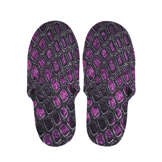 Purple Snakeskin Print Slippers