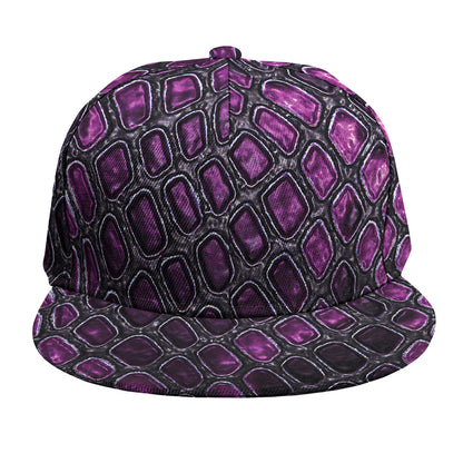 Purple Snakeskin Print Snapback Cap