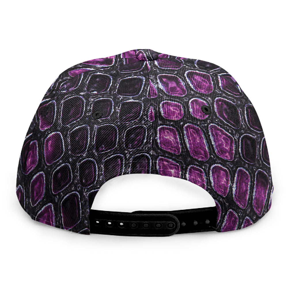 Purple Snakeskin Print Snapback Cap