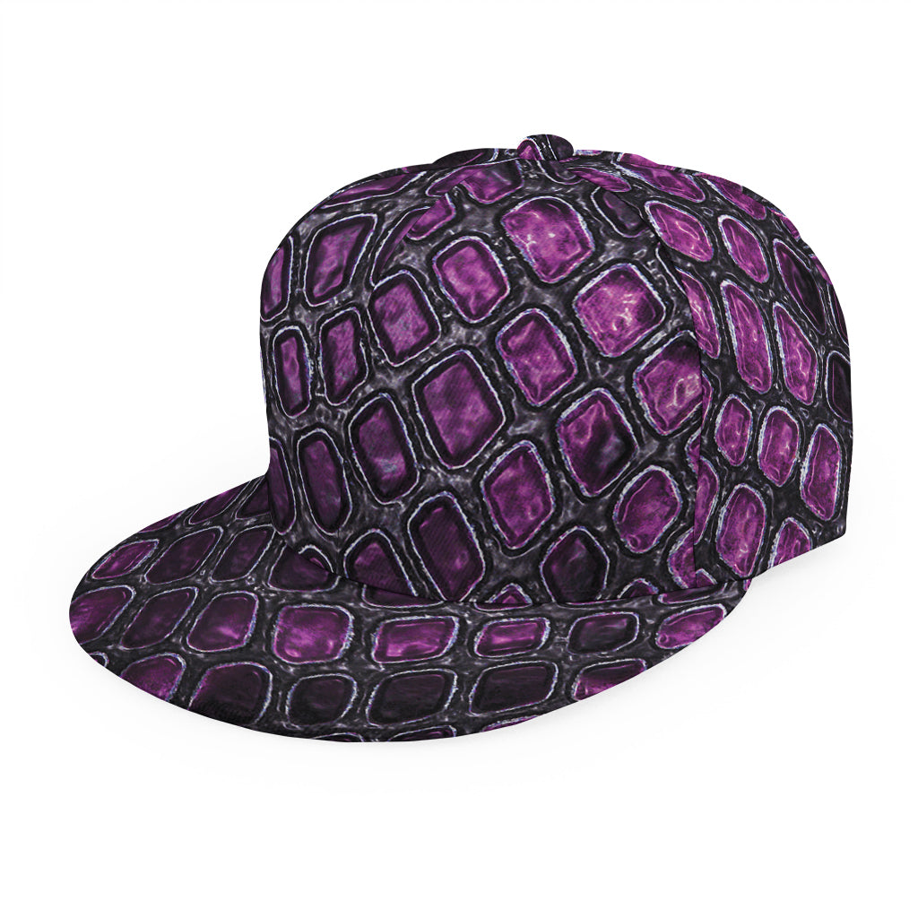 Purple Snakeskin Print Snapback Cap