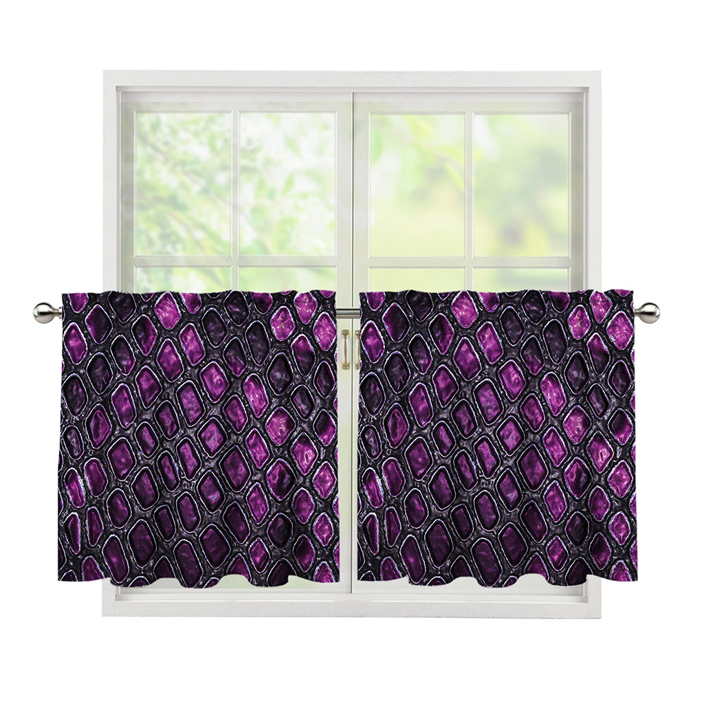 Purple Snakeskin Print Tier Curtains