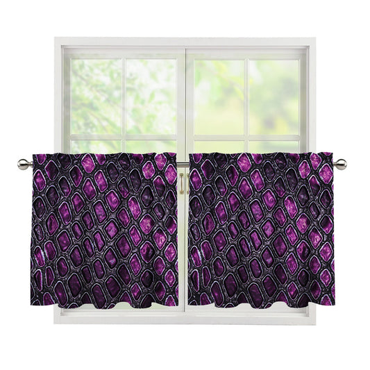 Purple Snakeskin Print Tier Curtains