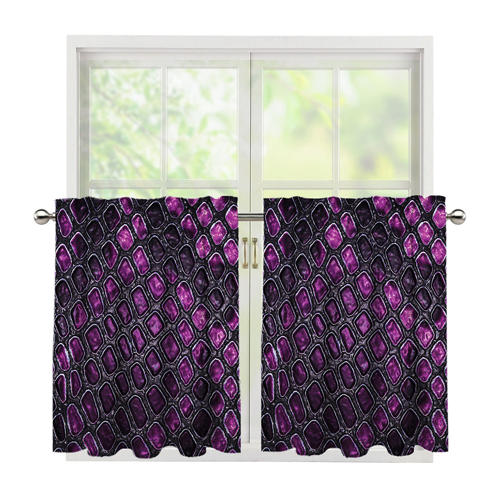 Purple Snakeskin Print Tier Curtains