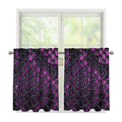 Purple Snakeskin Print Tier Curtains